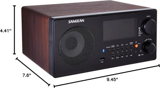 Alt view image 7 of 7 - Sangean WR-22WL AM/FM-RDS/Bluetooth/USB Table-Top Digital Tuning Receiver (Walnut)