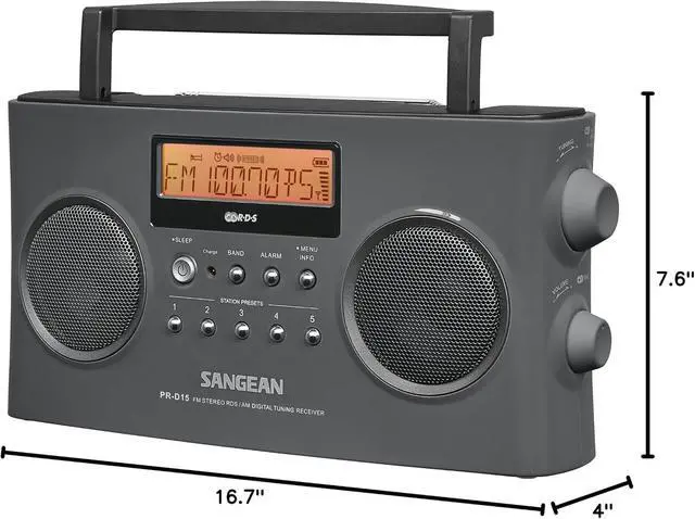 Alt view image 6 of 7 - Sangean PR-D15 Digital Portable Stereo RDS Receiver Gray
