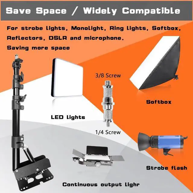 Alt view image 4 of 6 - Wall Mounting Triangle Boom Arm for Ring Light, 180° Flexible Rotation