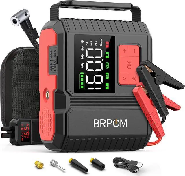 Main image of Car Jump Starter with Air Compressor, 9000A Peak 26800mah (Up to All Gas or 12.0L Diesel Engine, 50 Times) Portable160PSI Jump Starter 12V Auto Battery Jump Pack Quick Charge