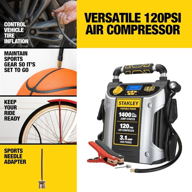 Alt view image 4 of 7 - Stanley J7C09D 1400 Amp Automotive Jump Starter, with Compressor