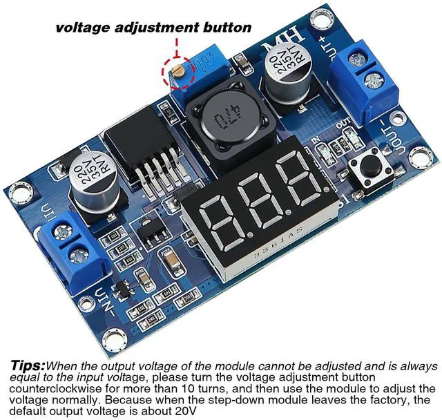 Alt view image 4 of 7 - 4 Pieces Adjustable LM2596S DC-DC Buck Converter Reduced Voltage Regulator Power Module 36V 24V 12V to 5V 2A Voltage Stabilizer with Digital Voltmeter Display