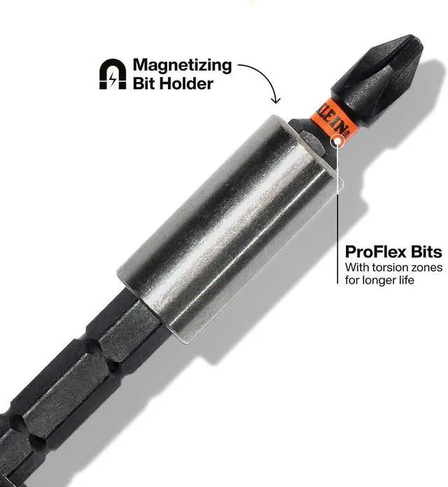 Alt view image 4 of 7 - Klein Tools 32308 Multi-bit Stubby Screwdriver, Impact Rated 8-in-1 Adjustable Magnetic Tool with Phillips, Slotted, Square and Nut Driver