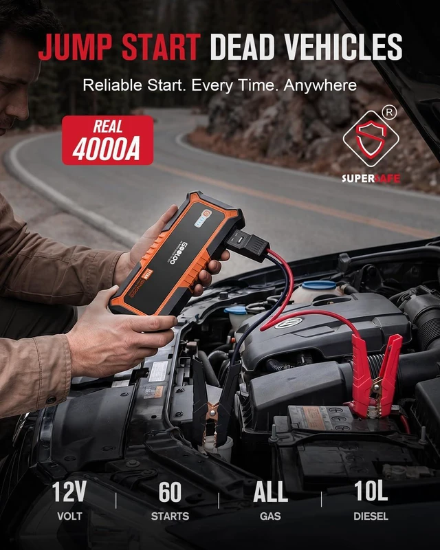 Alt view image 2 of 7 - GOOLOO GP4000-4000A & 24000mAh 12V Car Battery Jumper Starter Portable