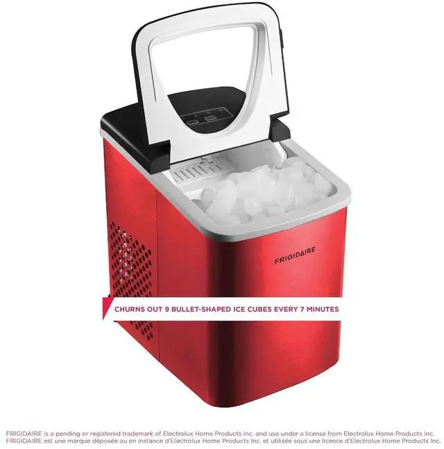 Alt view image 2 of 7 - Frigidaire Counter top Portable, 26 lb per Day Nugget Ice Maker Machine (Red Stainless Steel)