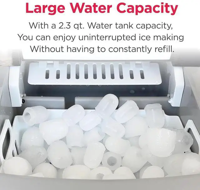 Alt view image 4 of 7 - Frigidaire Counter top Portable, 26 lb per Day Nugget Ice Maker Machine (Red Stainless Steel)