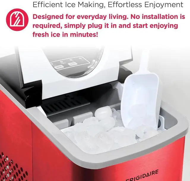 Alt view image 6 of 7 - Frigidaire Counter top Portable, 26 lb per Day Nugget Ice Maker Machine (Red Stainless Steel)