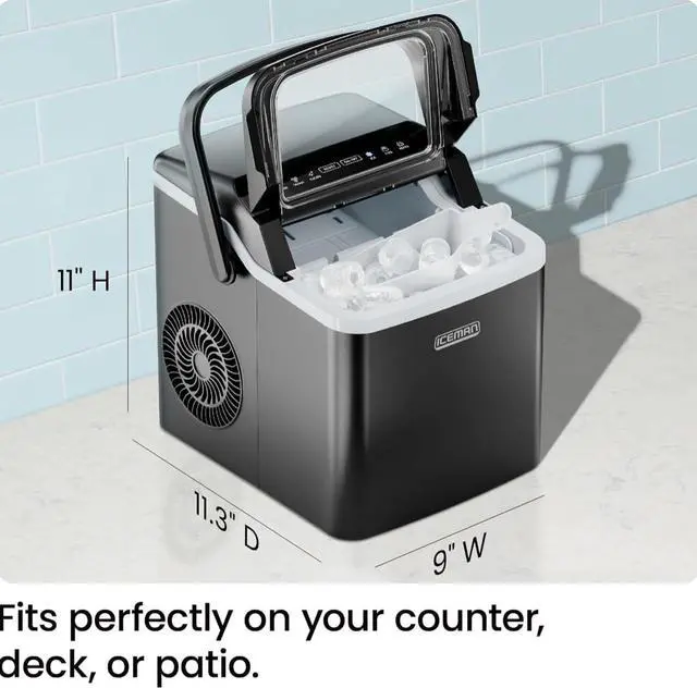 Alt view image 2 of 7 - ICEMAN Dual-Size Ice Maker Countertop - Portable Ice Machine, Large and Small Ice Machine Maker with Self Cleaning, 9 Cubes in 7 Mins, 22lbs/24hrs, for Home, Kitchen, Office, Party, Ice Scoop Included