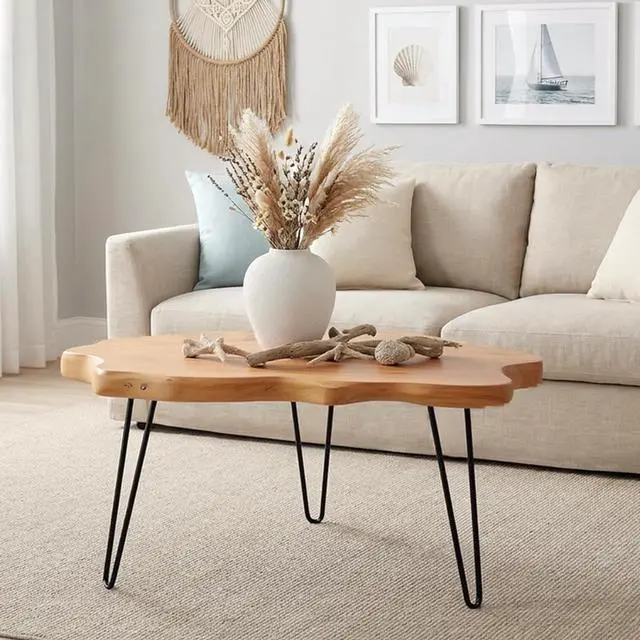 Main image of WELLAND Live Edge Cedar Wood Coffee Table 32.5" W x 17" D x 16" H