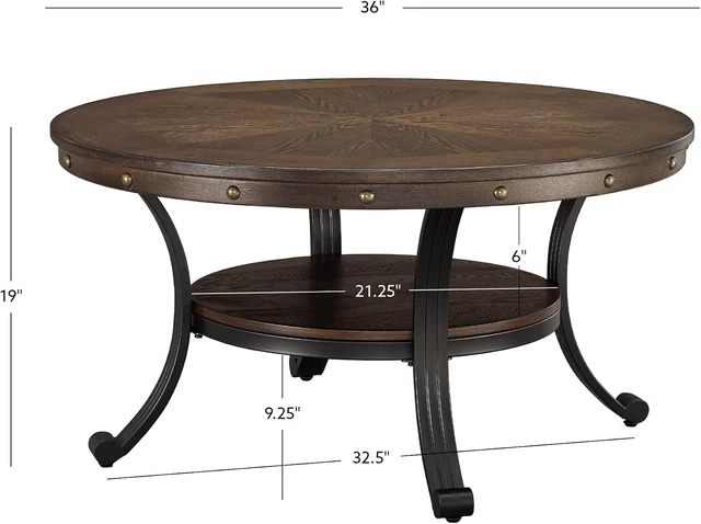 Alt view image 3 of 7 - Powell Furniture Franklin Cocktail Table, Small, Multicolor,Brown/Black