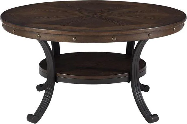 Alt view image 6 of 7 - Powell Furniture Franklin Cocktail Table, Small, Multicolor,Brown/Black
