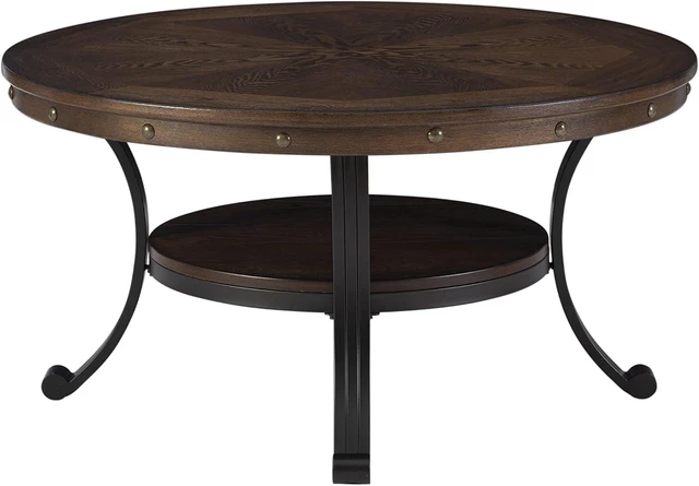 Alt view image 7 of 7 - Powell Furniture Franklin Cocktail Table, Small, Multicolor,Brown/Black