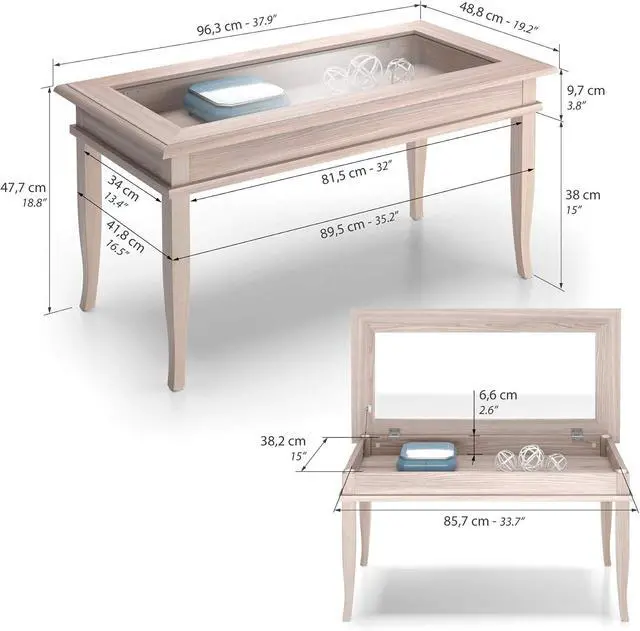 Alt view image 3 of 4 - Mobili Fiver, Classico Coffee Table, Pearled Elm, Made in Italy