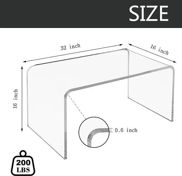 Alt view image 3 of 7 - Premium No Assembly 32" Acrylic Coffee Table for Living Room,Office