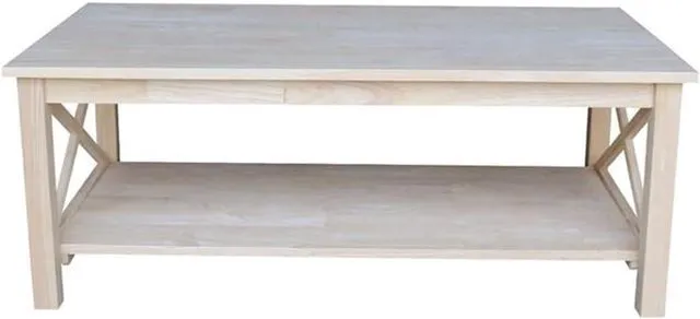 Alt view image 3 of 7 - IC International Concepts Hampton Solid Wood Coffee Table, Unfinished
