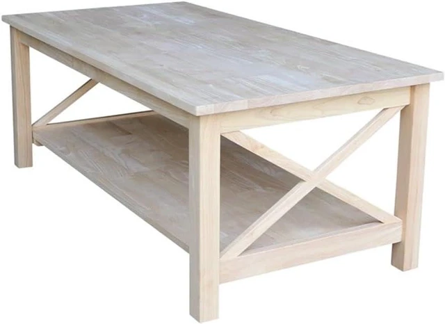 Alt view image 5 of 7 - IC International Concepts Hampton Solid Wood Coffee Table, Unfinished