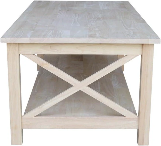 Alt view image 6 of 7 - IC International Concepts Hampton Solid Wood Coffee Table, Unfinished