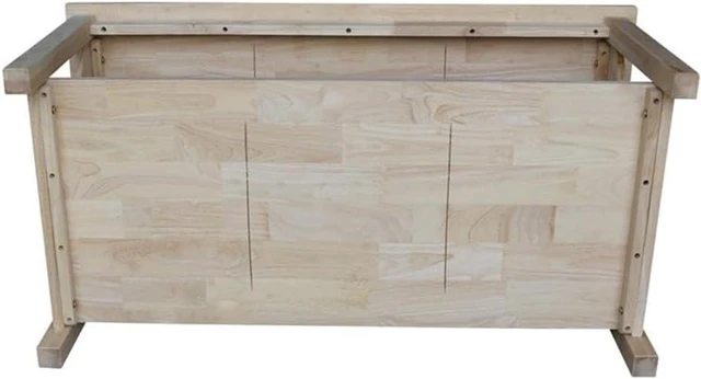 Alt view image 7 of 7 - IC International Concepts Hampton Solid Wood Coffee Table, Unfinished