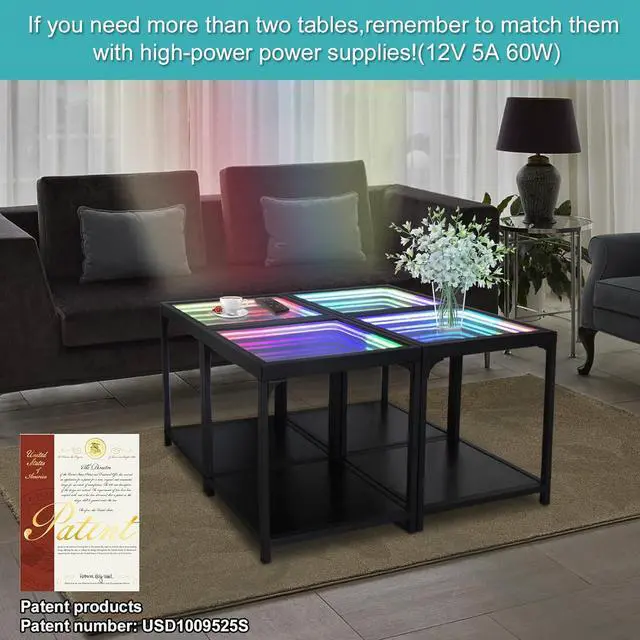 Alt view image 5 of 6 - FUSLITE 3D Infinity Mirror Light Table,RGB Side Table