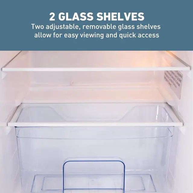 Alt view image 6 of 7 - West Bend Mini Fridge with Freezer for Bedroom, Office, Bar or Dorm Room, Retro Compact Refrigerator features Glass Shelves, Manual Defrost and Adjustable Temperature Control, 3.1-Cu.Ft., Black