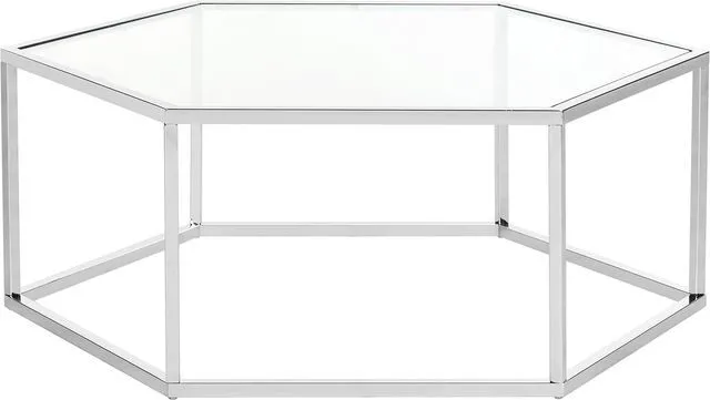 Main image of Safavieh Home Collection Eliana Chrome and Glass Hexagon Coffee Table