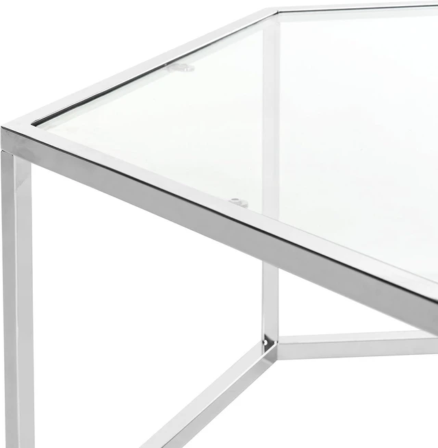 Alt view image 3 of 7 - Safavieh Home Collection Eliana Chrome and Glass Hexagon Coffee Table