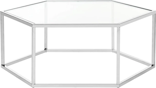 Alt view image 4 of 7 - Safavieh Home Collection Eliana Chrome and Glass Hexagon Coffee Table