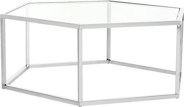 Alt view image 7 of 7 - Safavieh Home Collection Eliana Chrome and Glass Hexagon Coffee Table