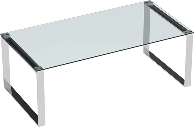 Main image of Cortesi Home Remi Contemporary Glass Coffee Table with Chrome Finish