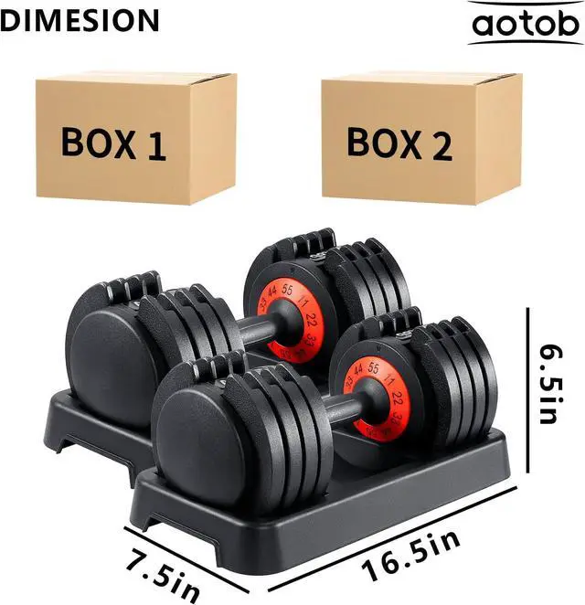 Alt view image 7 of 7 - AOTOB Adjustable Dumbbell Set 25/55 Lbs (Pair) Set of 2