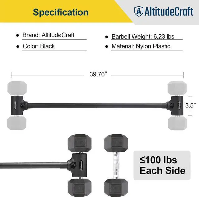 Alt view image 4 of 7 - Dumbbell to Barbell Converter, Transform Dumbbells to Barbell Bar, Dumbbell Barbell Converter for Home Gym, Adjustable to 200 lb Capacity