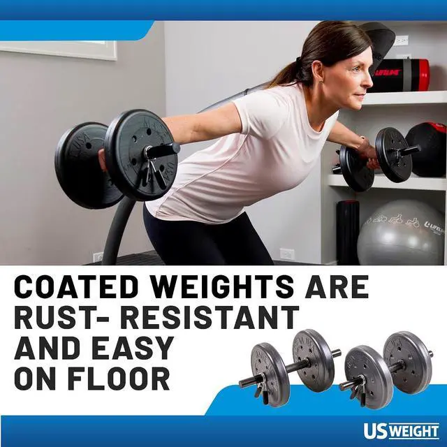 Alt view image 5 of 7 - US Weight 105 Pound Weight Set with Barbell - Home Gym Workout Equipment