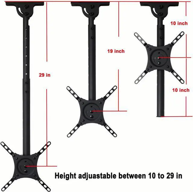 Alt view image 2 of 7 - VideoSecu Tilt Swivel LCD UHD TV Monitor Ceiling Mount Fits Most 32"- 40" LCD LED Flat Panel Display Max VESA 200x200 mm Max Loading up to 66 lbs Height Adjustable ML406B2 1NJ