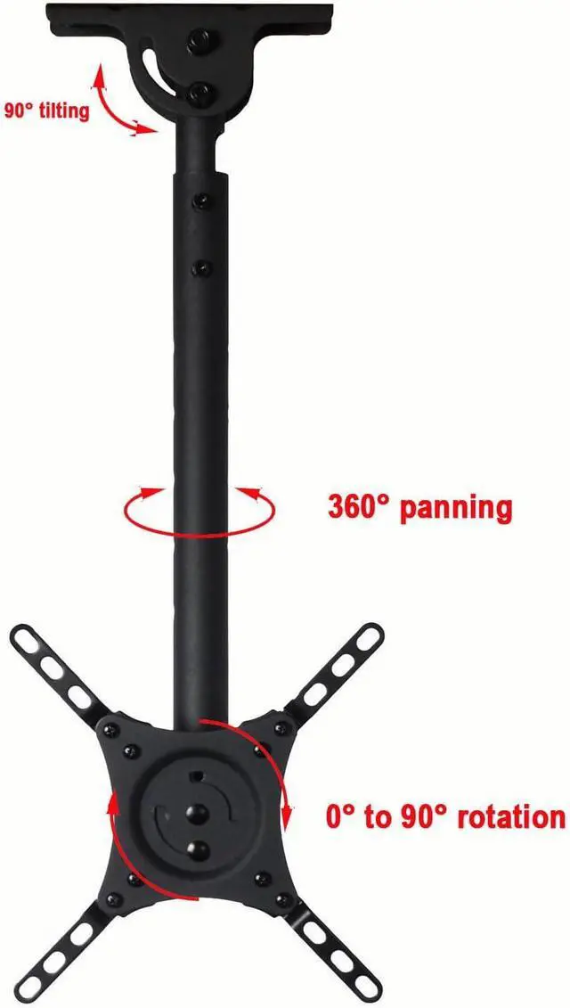 Alt view image 4 of 7 - VideoSecu Tilt Swivel LCD UHD TV Monitor Ceiling Mount Fits Most 32"- 40" LCD LED Flat Panel Display Max VESA 200x200 mm Max Loading up to 66 lbs Height Adjustable ML406B2 1NJ