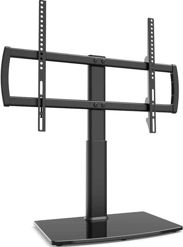 Main image of Universal Tabletop TV Stand with Wall Mount for 32 to 70 inch 4 Level Height Adjustable, Heavy Duty Tempered Glass Base, Holds up to 110lbs Screens, HT03B-002