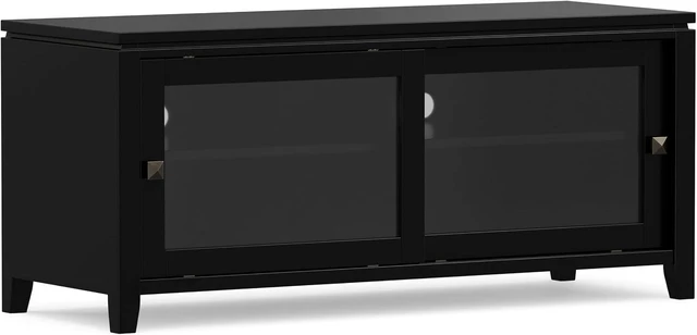 Main image of SIMPLIHOME Cosmopolitan 72" Wide Solid Wood TV Stand in Light Golden Brown