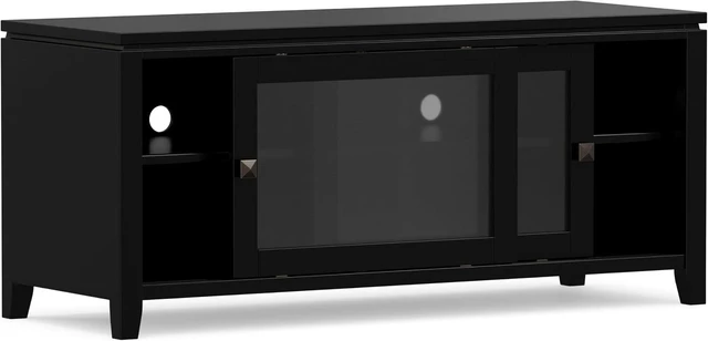 Alt view image 3 of 7 - SIMPLIHOME Cosmopolitan 72" Wide Solid Wood TV Stand in Light Golden Brown