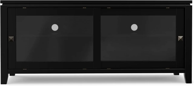 Alt view image 5 of 7 - SIMPLIHOME Cosmopolitan 72" Wide Solid Wood TV Stand in Light Golden Brown