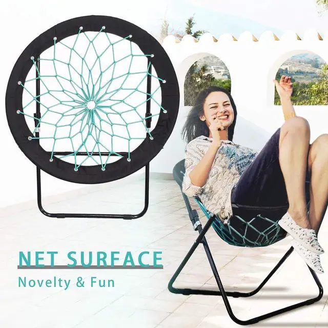 Alt view image 4 of 7 - CampLand Bunjo Bungee Dish Chair - Versatile Folding Chair with Fun Bouncy Design - Circle Web Chair for Room Garden Dorm Rooms and Lounging in Living Rooms, and Bed Rooms