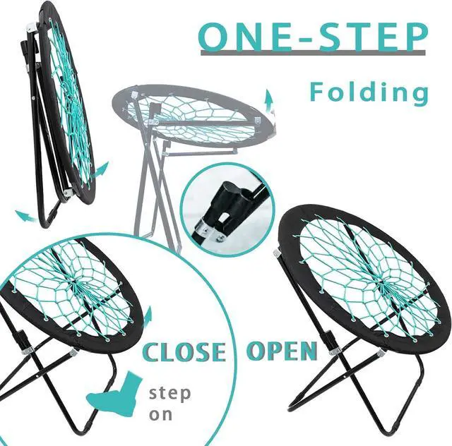 Alt view image 5 of 7 - CampLand Bunjo Bungee Dish Chair - Versatile Folding Chair with Fun Bouncy Design - Circle Web Chair for Room Garden Dorm Rooms and Lounging in Living Rooms, and Bed Rooms