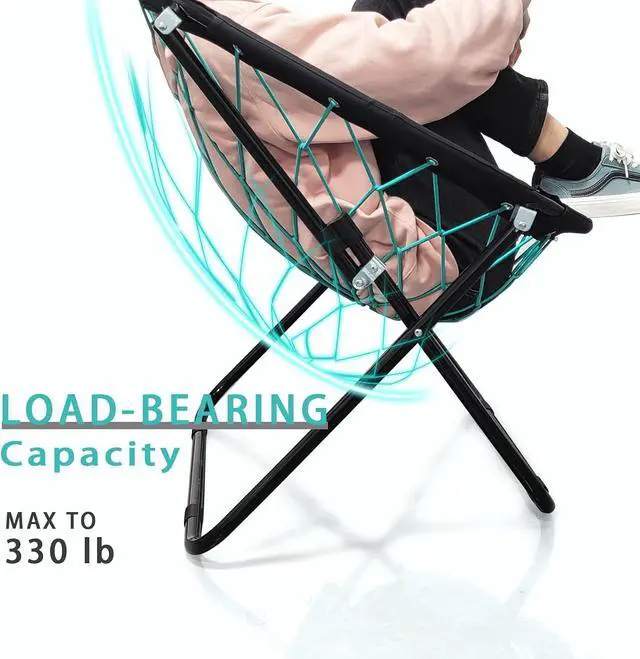 Alt view image 6 of 7 - CampLand Bunjo Bungee Dish Chair - Versatile Folding Chair with Fun Bouncy Design - Circle Web Chair for Room Garden Dorm Rooms and Lounging in Living Rooms, and Bed Rooms