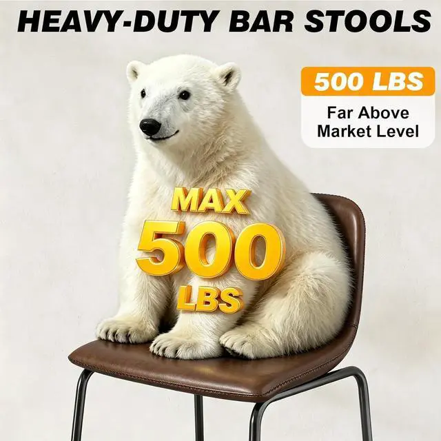 Alt view image 4 of 7 - TAVR 24 inch Counter Height Stools Set of 2, Hold up to 500 lbs, Brown