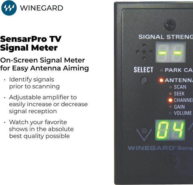 Alt view image 2 of 7 - Winegard RFL-342 Sensar Pro - for RV Antennas - On-Screen Aiming System with Adjustable Amplifier Gain, Wall Plate, RV Antenna Compatible - Audio Feedback - Black