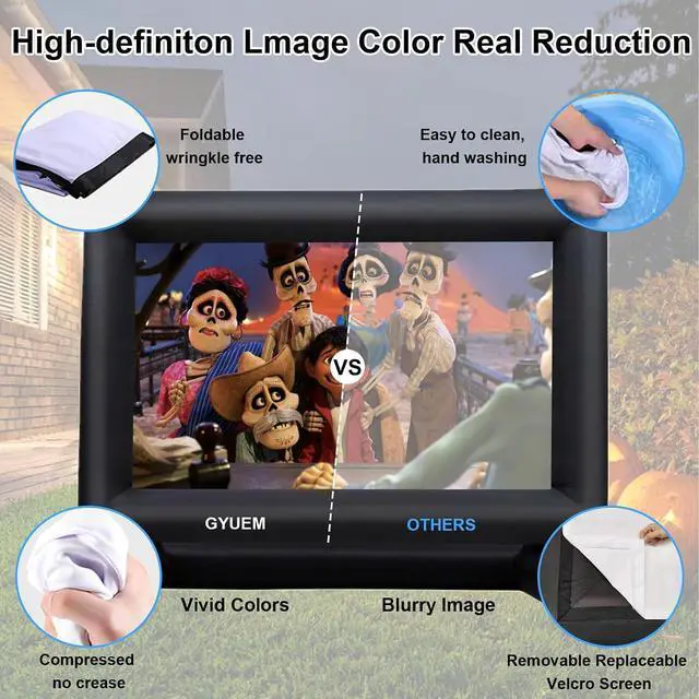 Alt view image 7 of 7 - GYUEM 21 feet Inflatable Outdoor Projector Movie Screen