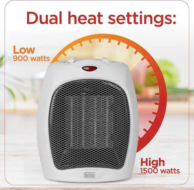 Alt view image 4 of 7 - BLACK+DECKER Desktop Ceramic Heater, 1500 Watts, BHDC500W46, White