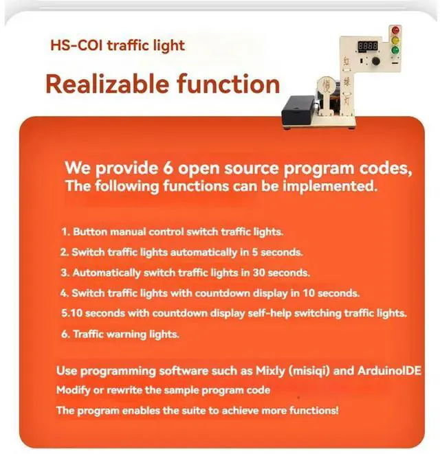 Alt view image 6 of 7 - DIY Traffic Signal Light Kit Programming Kit with U+ Program Card Compatible with for Mixly