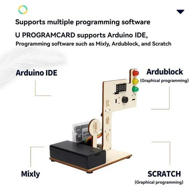 Alt view image 7 of 7 - DIY Traffic Signal Light Kit Programming Kit with U+ Program Card Compatible with for Mixly