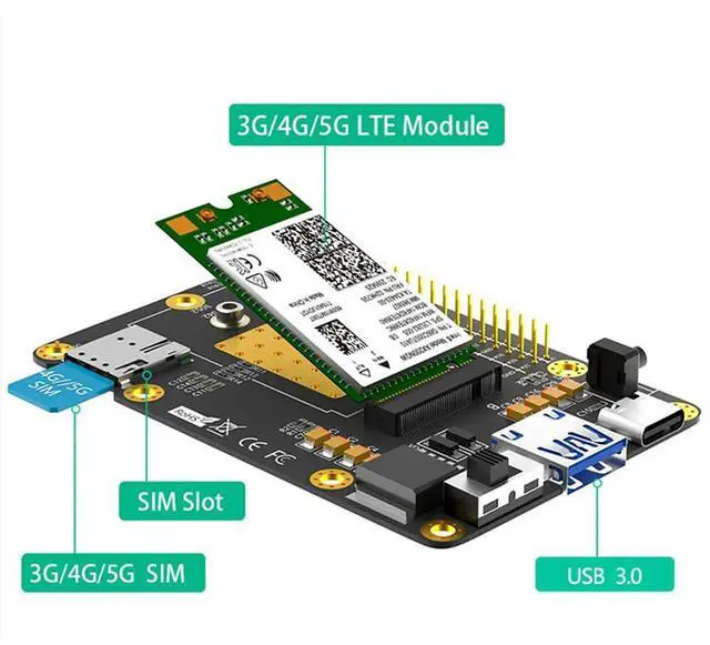Alt view image 5 of 7 - 4G/5G Base HAT M.2 B Key To USB3.0 Expansion Card With SIM Slot For Raspberry Pi 5 For RM500Q RM500U GM800 SIM8200