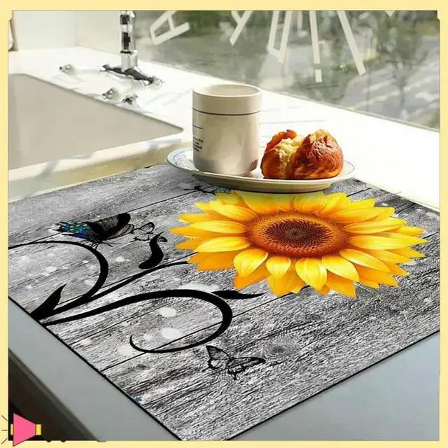 Alt view image 7 of 7 - Flowers Washer Dryer Dust Cover Mat For Top Washing Machine Dust Cover Pad Fast Drying Absorbent Mat Top Protector Mat