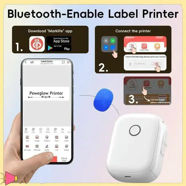 Alt view image 5 of 7 - P12 el Maker Mini Bluetooth el Printer Portable Thermal Sticker Machine For Office Home